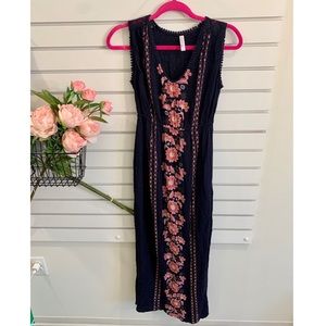 Black maxi dress with floral pattern/ sundress